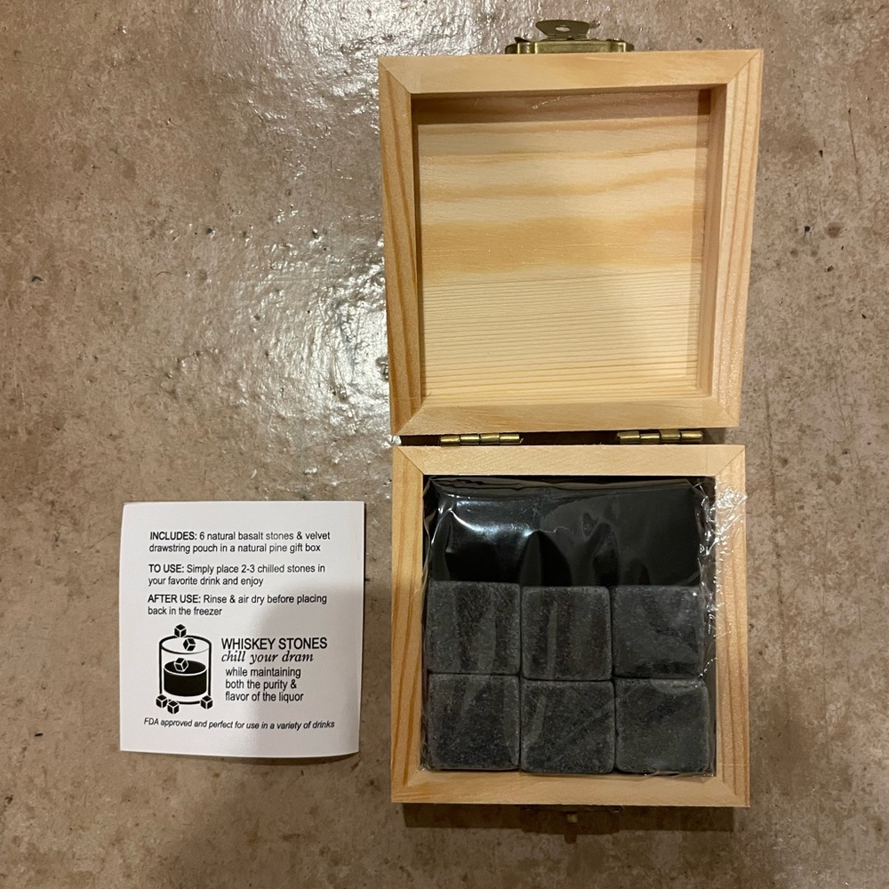 Natural Basalt Whiskey Stones - Set of 6